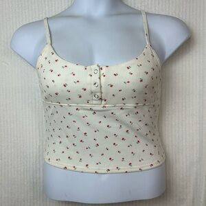 New Pink Rose Cream Cherries Juniors Crop Top Size L